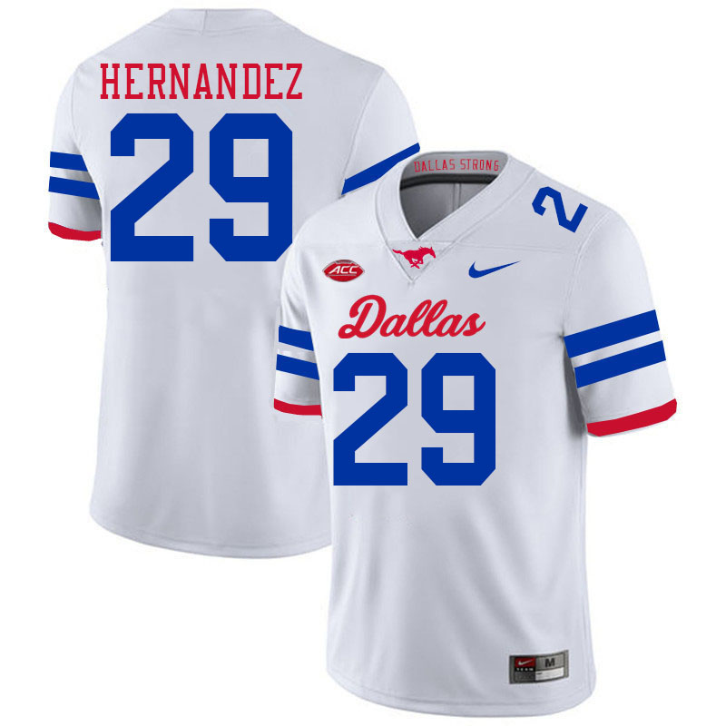 SMU Mustangs #29 Zach Hernandez Jersey College Football Uniforms-Dallas White